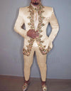 Italian Style Slim Fit Men's Wedding Suit Set featuring a jacket, pants, and belt, perfect for formal events and weddings.