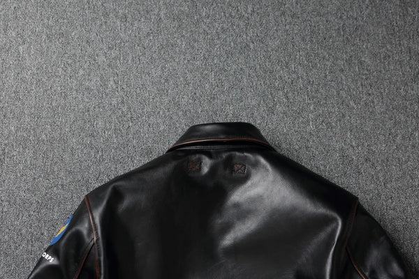 Front view of the Vintage A2 leather flight jacket highlighting its sleek design.
