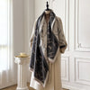Elegant cover-up in soft cashmere, featuring a vintage floral design.