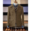 Vintage tweed herringbone men's blazer with four pockets, notched collar, and single-breasted design for stylish occasions.