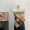 Stylish vintage French square scarf, measuring 110 x 110 cm, ideal for year-round wear.
