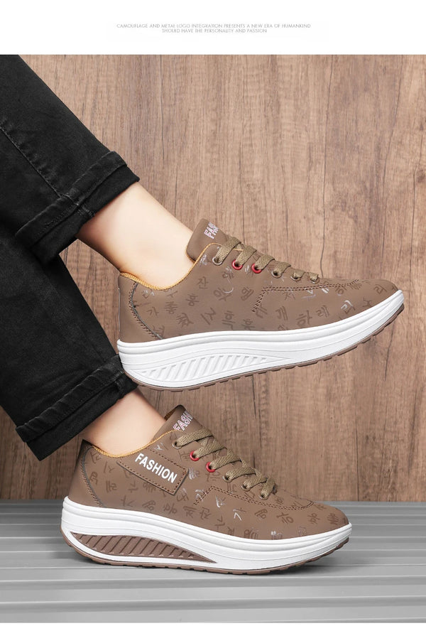 Durable platform sneakers with quality PU upper material