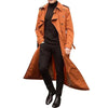 Men's Classic Long Trench Coat in polyester, perfect for autumn and winter, featuring a loose fit and single-breasted closure