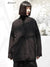 Oversized beige cotton padded jacket with belt and deep pockets displayed on white background
