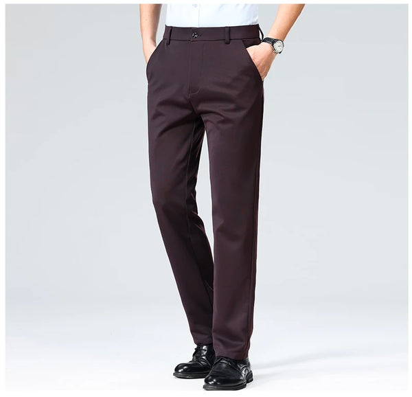 Moisture-wicking polyester pants with elastic waist for warm days