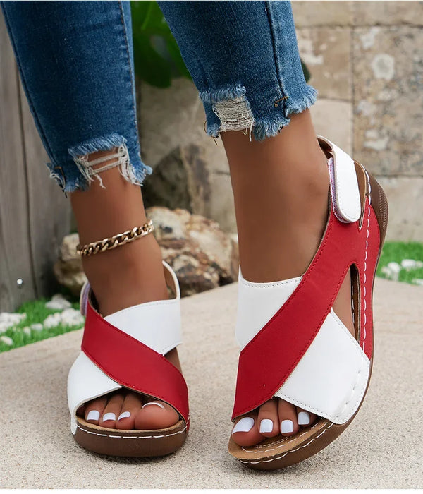Stable wedge sandals with open toe design and customizable back strap