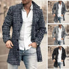 Stylish checkered men's trench coat for autumn and winter, featuring a turtleneck collar and single-breasted closure.