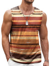 Men's breathable knit tank top with colorful retro stripes for spring and summer