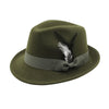 Elegant feathered fedora in autumn colors for seasonal fashion.