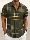 Classic fit casual shirt with contemporary grid pattern and quick-drying polyester construction