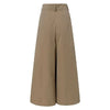 Chic wide leg palazzo pants for women in nylon-cotton blend, featuring pockets and button detail for stylish comfort.