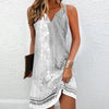 Bohemian sleeveless dress with artisanal tatting and versatile mini length silhouette