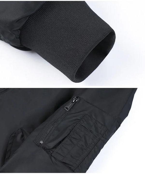 Men's slim fit bomber jacket, lightweight tactical coat with ribbed sleeves, single button closure, perfect for spring outing