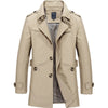 Sleek Men's Casual Business Trench Coat in polyester with turn-down collar, perfect for stylish business and casual wear.