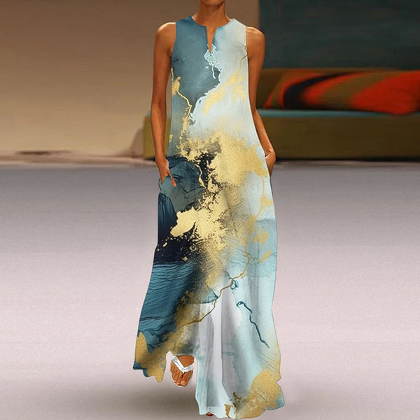 Effortless Elegance V-Neck Chiffon Maxi Dress