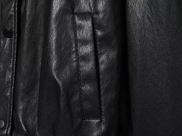 Chic faux leather bomber jacket for women, perfect for autumn fashion, casual wear, and versatile layering.