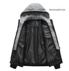 Men's PU leather hooded jacket for autumn and winter, stylish, warm, and perfect for casual outings and outdoor adventures.