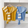 Stylish striped shawl, perfect accessory for air-conditioned rooms.