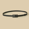 Chic skinny faux leather belt for women in vibrant red, perfect for casual and dressy outfits, featuring a vintage-inspired b