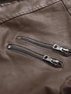 Sleek men's PU leather biker jacket with detachable hood, slim fit, perfect for autumn and winter, stylish and windproof.
