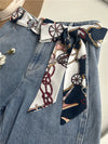 Chic fabric belt for women with geometric design, versatile for dresses, jeans, or as a scarf and headband accessory.