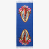 Elegant shawl with Virgin Mary print, perfect for layering during winter church visits.