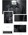 Men's Slim Fit PU Leather Moto Jacket with zipper closure, waterproof features, and stylish design for all-season wear.