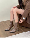 Chic women's ankle boots with zipper, high heel, pointed toe, and PU leather for stylish autumn and winter fashion.