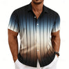Retro-style striped button-up shirt with turn-down collar and versatile casual design