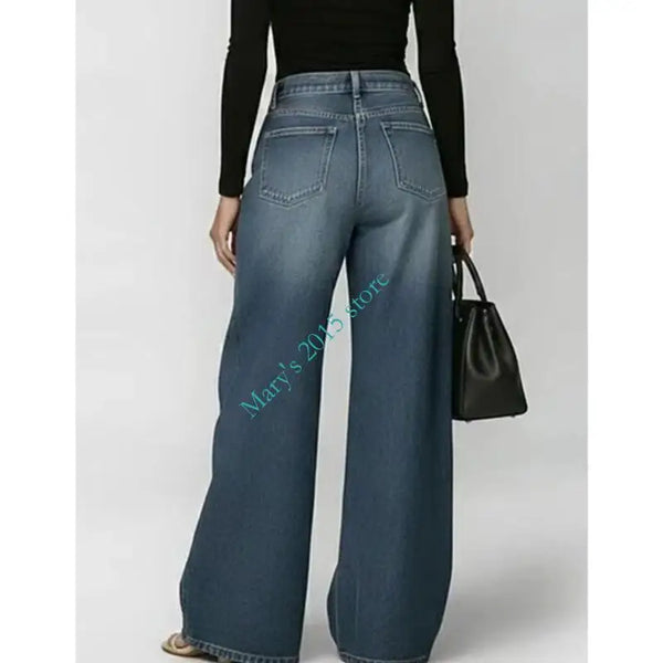 Vintage inspired wide leg jeans with grommet details and flattering high rise waist
