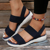 Knit upper wedge sandals with back strap stability and superior grip rubber sole