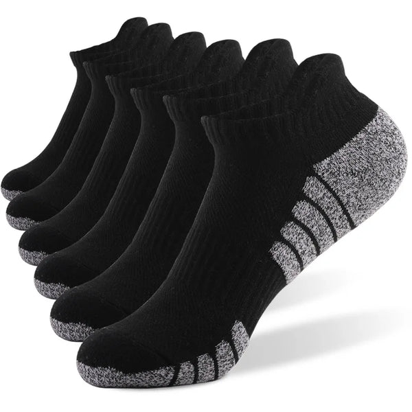 Comfort fit low cut socks in various colors, perfect for a sleek look under running shoes.