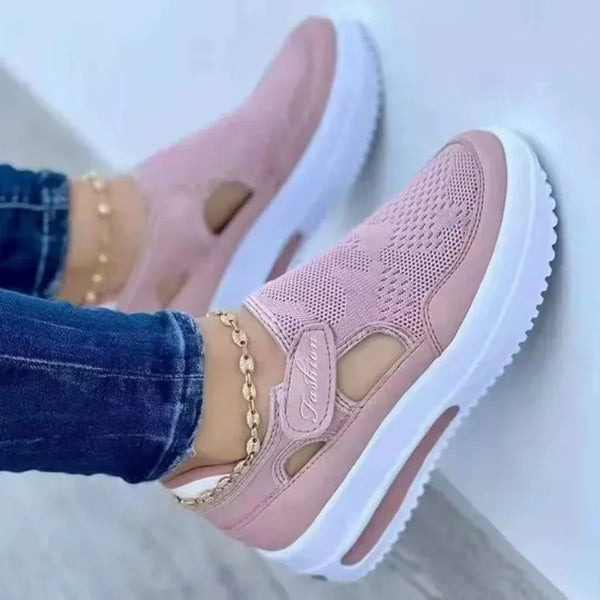Lightweight platform sneakers with mesh upper and secure fit for everyday wear
