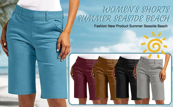 Women's utility shorts in durable twill fabric with cargo pocket details