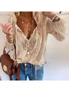 Elegant Boho Lace V-Neck Blouse for women, featuring delicate lace, relaxed fit, and lightweight fabric for casual sophistica