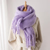 Cozy cashmere-feel scarf in deep plum with chic tassels.