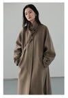 Versatile belted trench in warm wool polyester blend for winter styling
