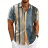 Color block vertical stripe button-up shirt with chest pocket detail in vintage aesthetic