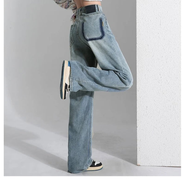 Side profile of relaxed fit jeans, ideal for everyday denim wear.