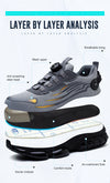 Steel toe work boots with quick-adjust button system for warehouse and construction environments