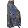 Boho chic wide leg harem pants for women with geometric print, ankle-length, mid-rise, and relaxed fit for comfort and style.