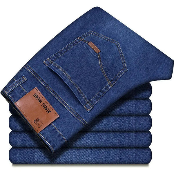 Stylish men's jeans featuring a structured look and breathable material.