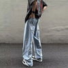 Stylish black wide-leg jeans made from high-quality denim with slight stretch.