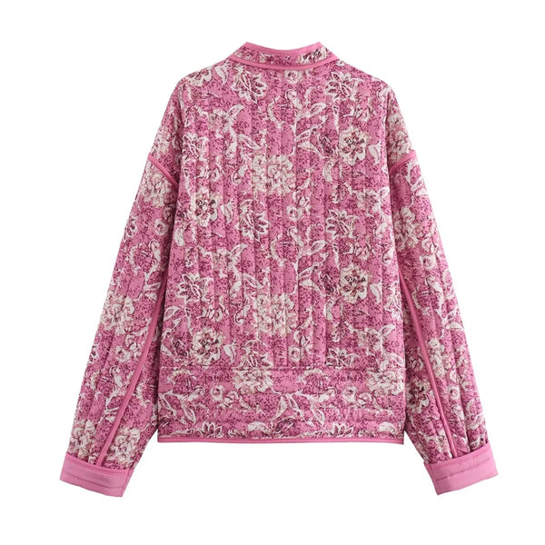 Women's regular-fit cotton blend jacket with eye-catching printed design