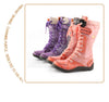Winter boots combining traditional lacing with modern zip closure convenience