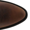 Embroidered brown leather boots with traditional Western styling and low heel