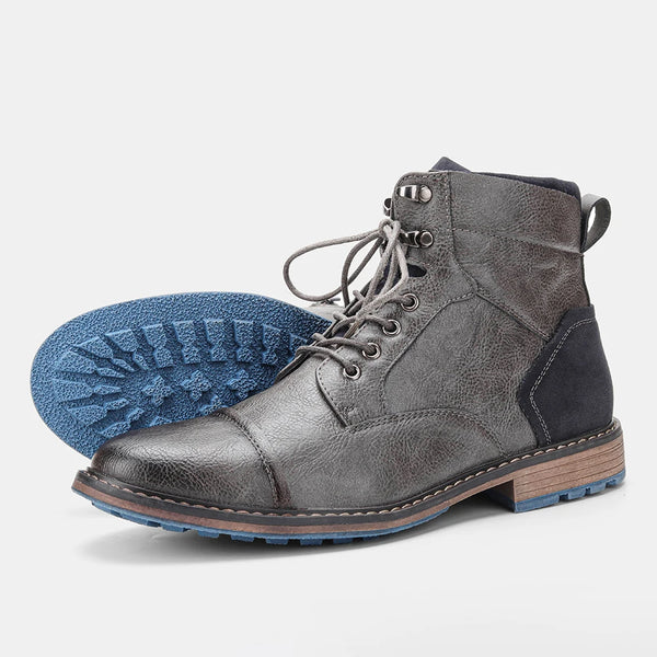 Western-style leather boots featuring side zipper and breathable canvas lining