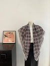 Elegant square scarf in soft polyester, perfect for adding vintage charm to outfits.