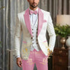 Luxury Men's Wedding Suit Set featuring an ivory blazer and burgundy pants, perfect for formal events and custom tailored fit