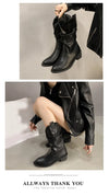 Chic Women's Mid-Calf Chelsea Boots in pleated leather, waterproof, non-slip, perfect for Winter 2024 style and comfort.